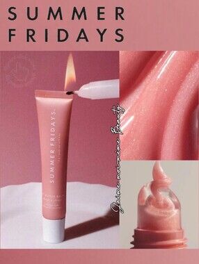 SUMMER FRIDAYS BIRTHDAY CAKE SHIMMER LIP BUTTER- Shimmering Milky Baby Pink NEW